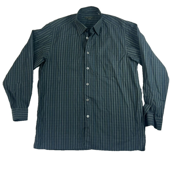 Ermenegildo Zegna Men's Large Dark Green Plaid Cotton Long Sleeve Button Up - Picture 1 of 8